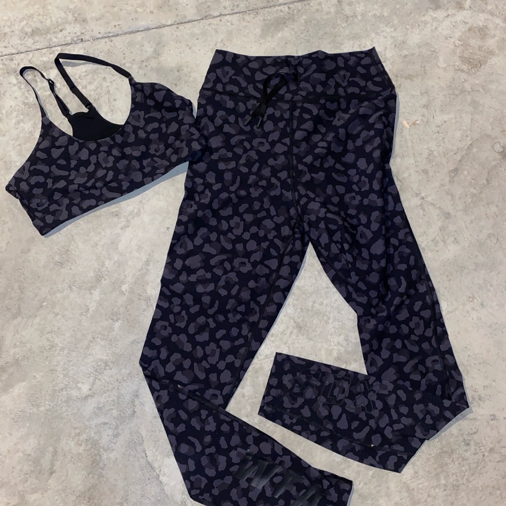 White Fox Boutique Black and Gray Leopard Leggings